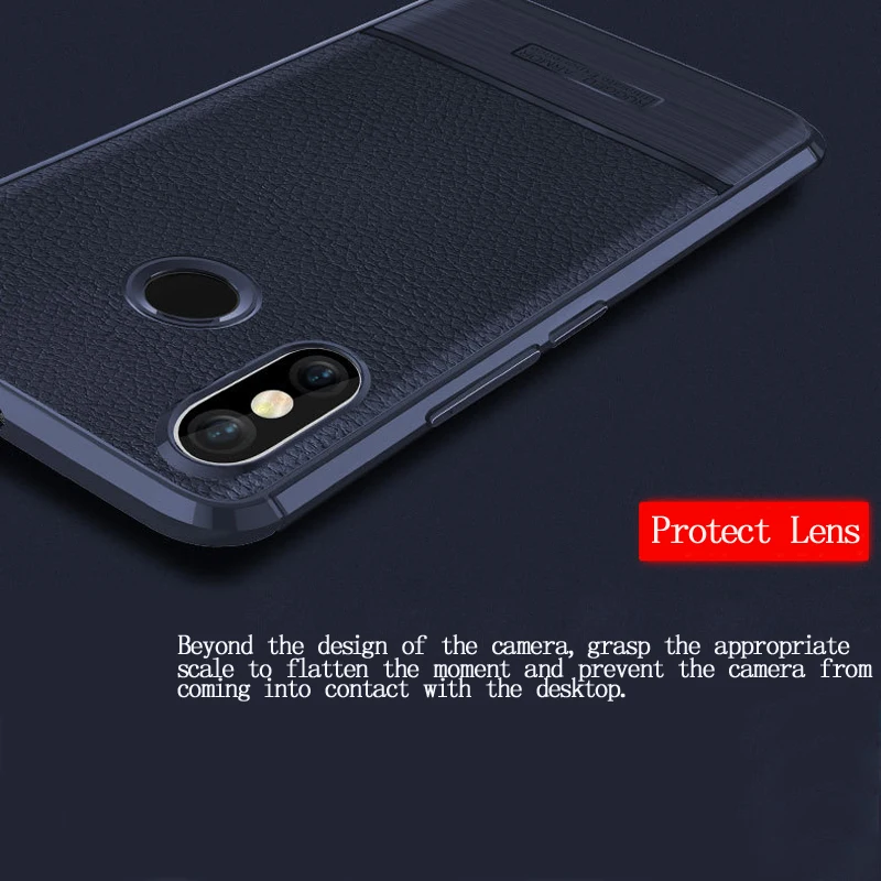 Для Xiaomi Mi Max3 Чехол кожаный с узором Личи TPU ультра тонкий задний Мягкий Funda Coque