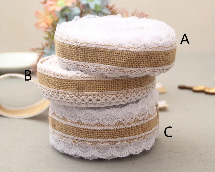 5 м свадебные украшения из натурального джутового мешковины лента с кружевной