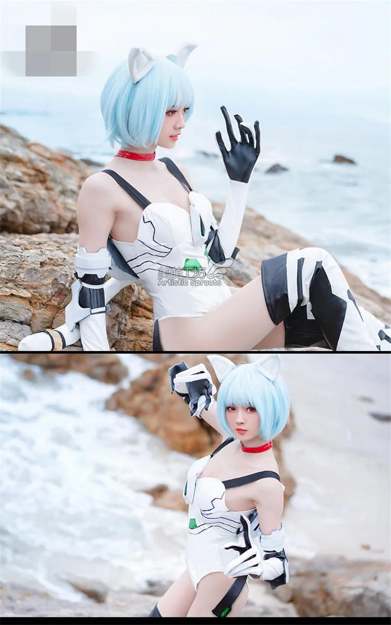 Горячая Новинка Аниме EVA Ayanami Rei платье AYANAMI REIREIAYANAMI Косплей Костюм Женщина-кошка хвост комбинезоны