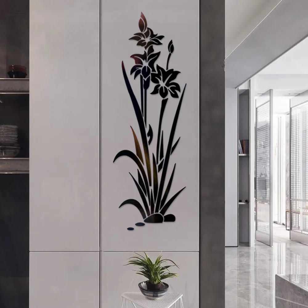 3D DIY Lotus Flower зеркальный настенный стикер съемный акриловый для росписи наклейки