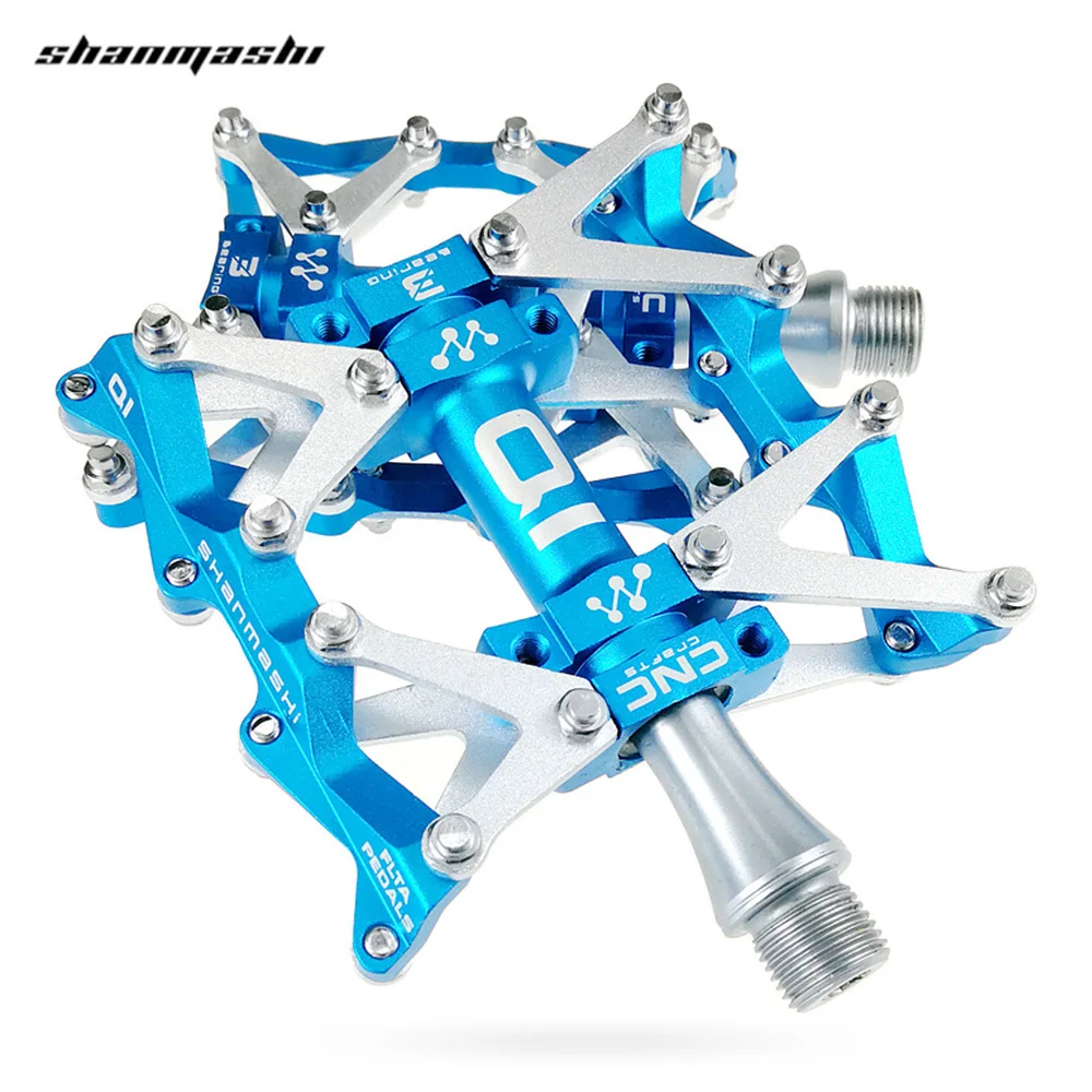 Blue Shanmashi Q1 велосипедная педаль противоскользящая MTB горная дорога велосипедная ножная пластина Подшипник педали Аксессуары для велосипеда - Цвет: Blue