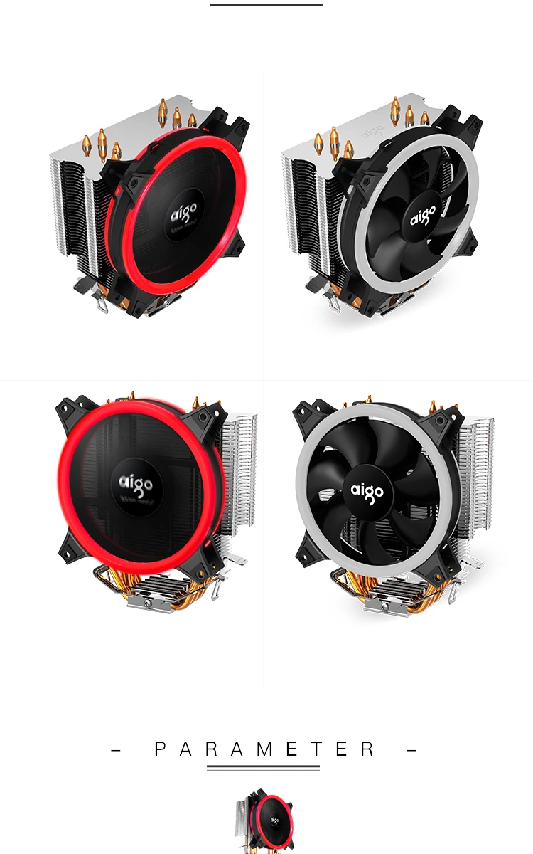 Aigo Icy E3 кулер для процессора TDP 250 Вт 4 тепловые трубки двойной PWM 4pin 120 мм двойное кольцо светодиодный вентилятор Радиатор кулер для LGA 775/115x/AM2/AM3/AM4