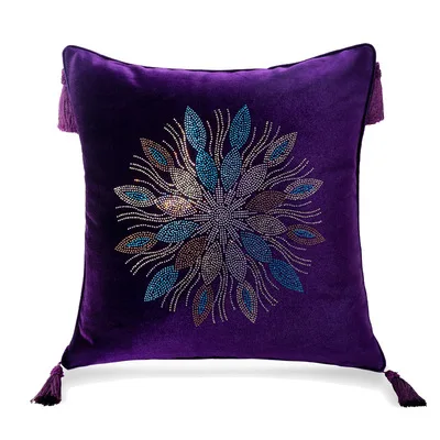 Design 2 deep purple Нордическая Европа Роскошные Горячие сверления наволочки добавить кисточкой красота бархат дома автомобиль гостиной диван Dec FG1135 - Цвет: Design 2 deep purple