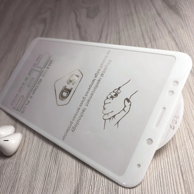White JGKK 5D закругленные края полное покрытие из закаленного стекла для Xiaomi Redmi 5 Plus Защитная пленка для экрана для Redmi 5 Plus защитная пленка - Цвет: White