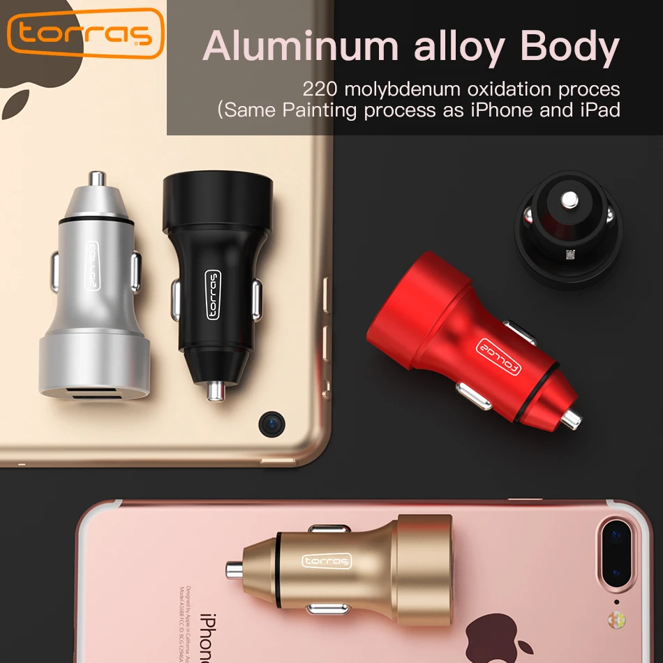 TORRAS Dual USB Автомобильное переходник для зарядного устройства Дисплей светодио