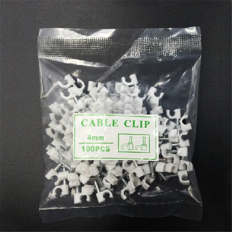 

100pcs 4mm Diameter Plastic Circle Cable Nail Clips