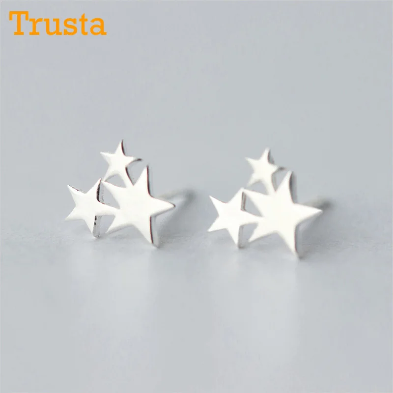 Trusta, 925 пробы, серебряные ювелирные изделия, женские модные милые Полые серьги-гвоздики для девочек, детей, леди DA07
