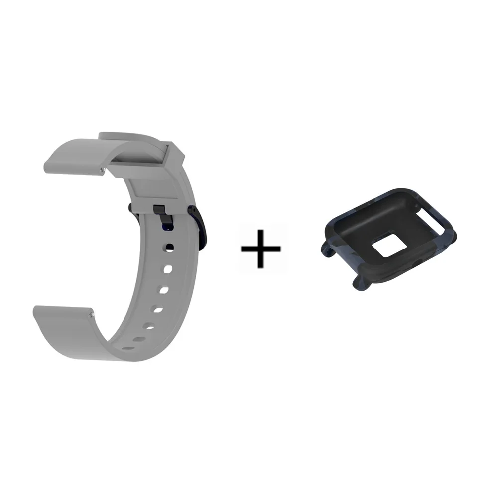 2в1 силиконовый спортивный ремешок для Xiaomi Huami Amazfit Bip Молодежные умные часы 20 мм сменный Браслет+ полный Чехол
