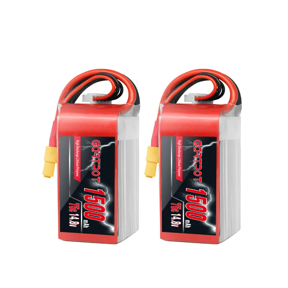 2 упаковки аккумулятор GARTPOT lipo 1500 мАч 14 8 в fpv 75C Lipo для дрона с XT60 радиоуправляемого