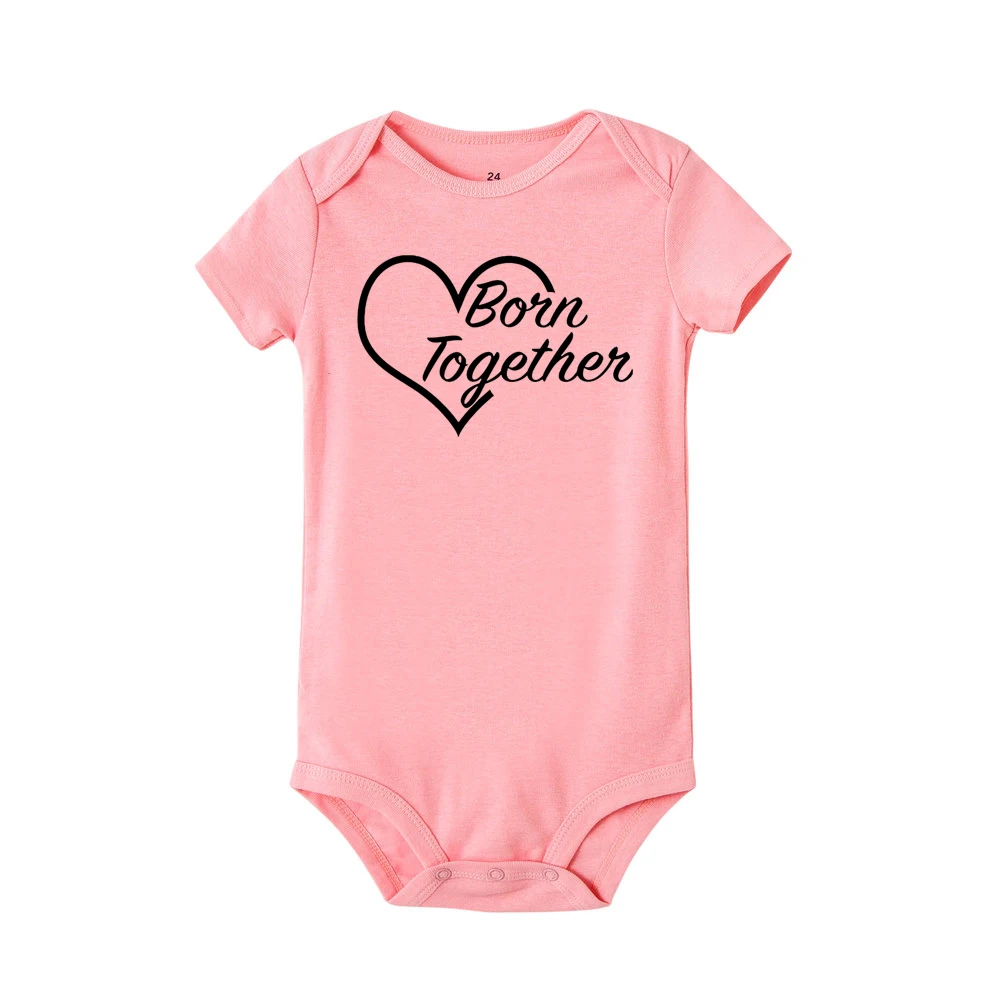 Born Together Friends Foreve милые Близнецы Детские Комбинезоны для младенцев подарок для близнецов милый белый комбинезон Повседневная стильная одежда - Цвет: RA87-SRPPK-
