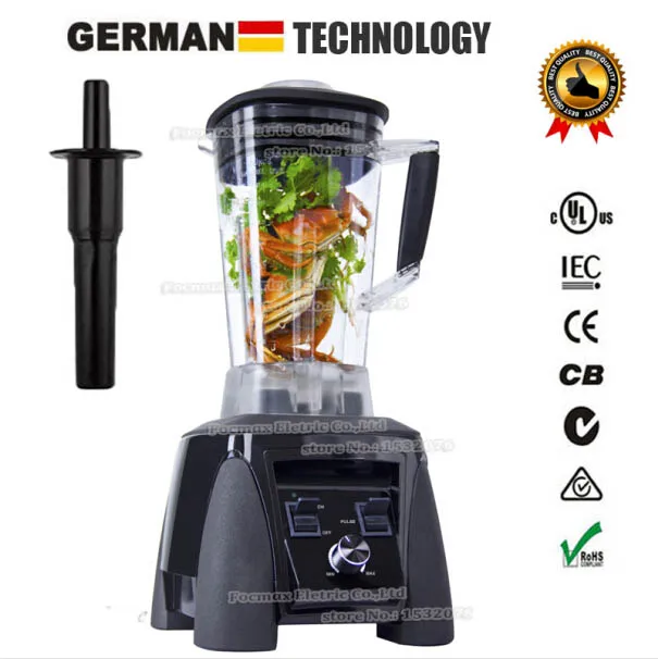 EU/US/UK/AU вилка BPA бесплатно 3HP 2200 Вт Сверхмощный коммерческий блендер, миксер, соковыжималка, высокая мощность, Кухонный комбайн, для приготовления льда, смузи, бара, фруктов - Цвет: BLACK