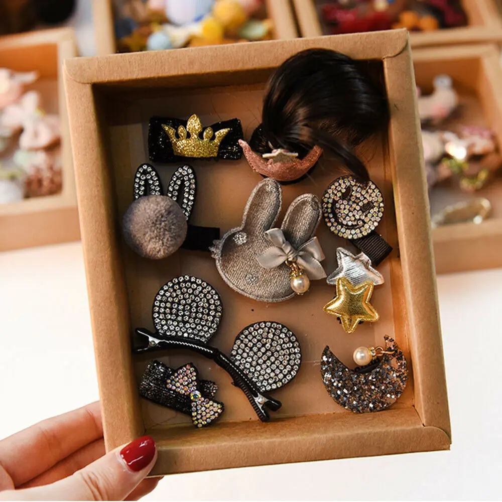 2019 Baby Accessories 10pcs/set Girl Hair Clips Slides Snap Grips Bendy Ladybird Bow Prong Close Shower Kids Gifts | Детская одежда и