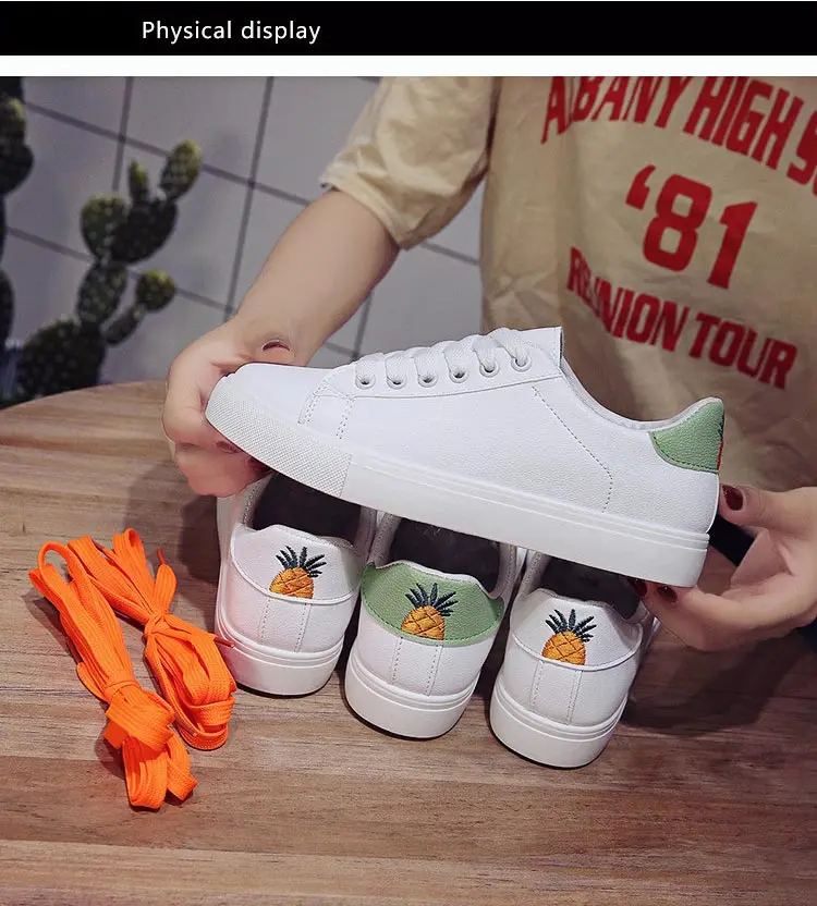 Women shoes sneakers Korean version of the round head shallow mouth wild student board shoes pineapple personality women shoes