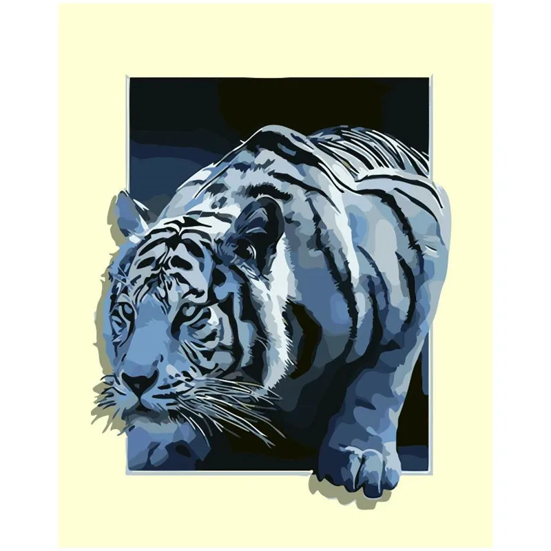 3D картина с тигром Реалистичная краска для окна по номерам цифровая картинка