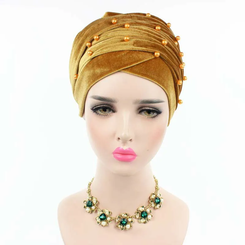 Velvet Muslim Women Scarf Hijabs Hat Luxury Beading Long Magic Turban Inner India Hair Accessories | Тематическая одежда и