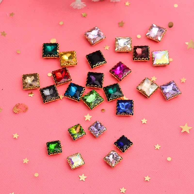CJSIR 20 шт. квадратное стекло Кристалл пришить на драгоценный камень плоской задней