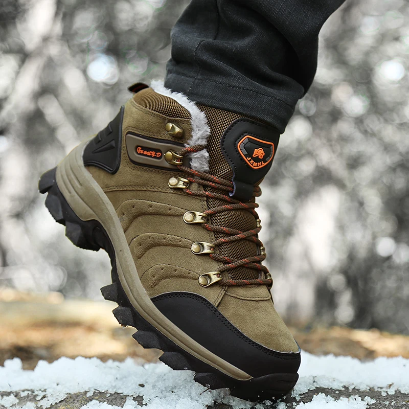Открытый тактический противоскользящие Для мужчин ботильоны теплая обувь для