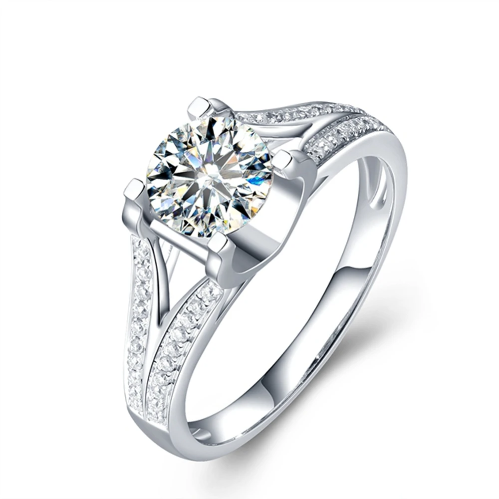 Moissanites Lab Grown Diamond Engagement Ring 3 CT DF Color Accent 14k White Gold Wedding Rings | Украшения и аксессуары