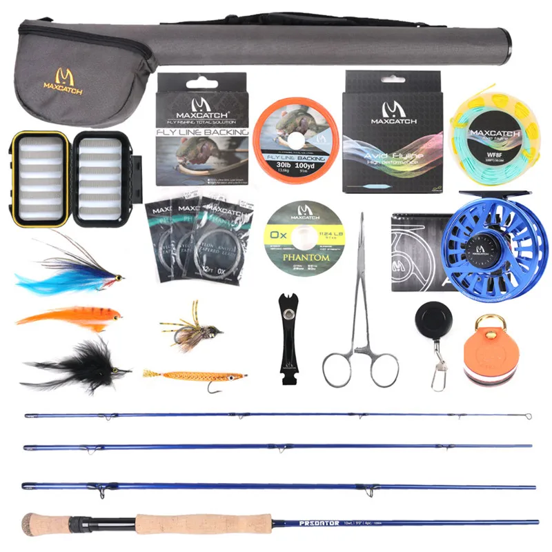 Blue Reel Combo Maximumcatch Predator 9ft 8-10WT полная морская муха катушка линия крючки аксессуар комбо полный морской муха Fising Rod Kit - Цвет: Blue Reel Combo