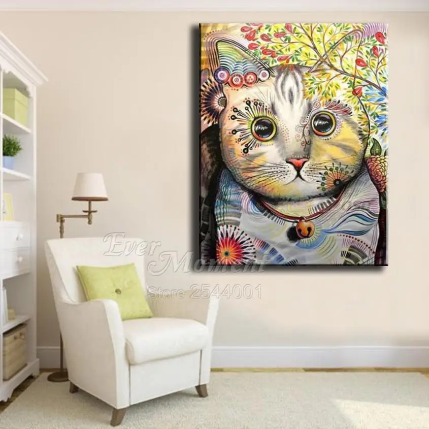 Алмазная живопись с изображением кота из страз|Алмазная мозаика и вышивка| |