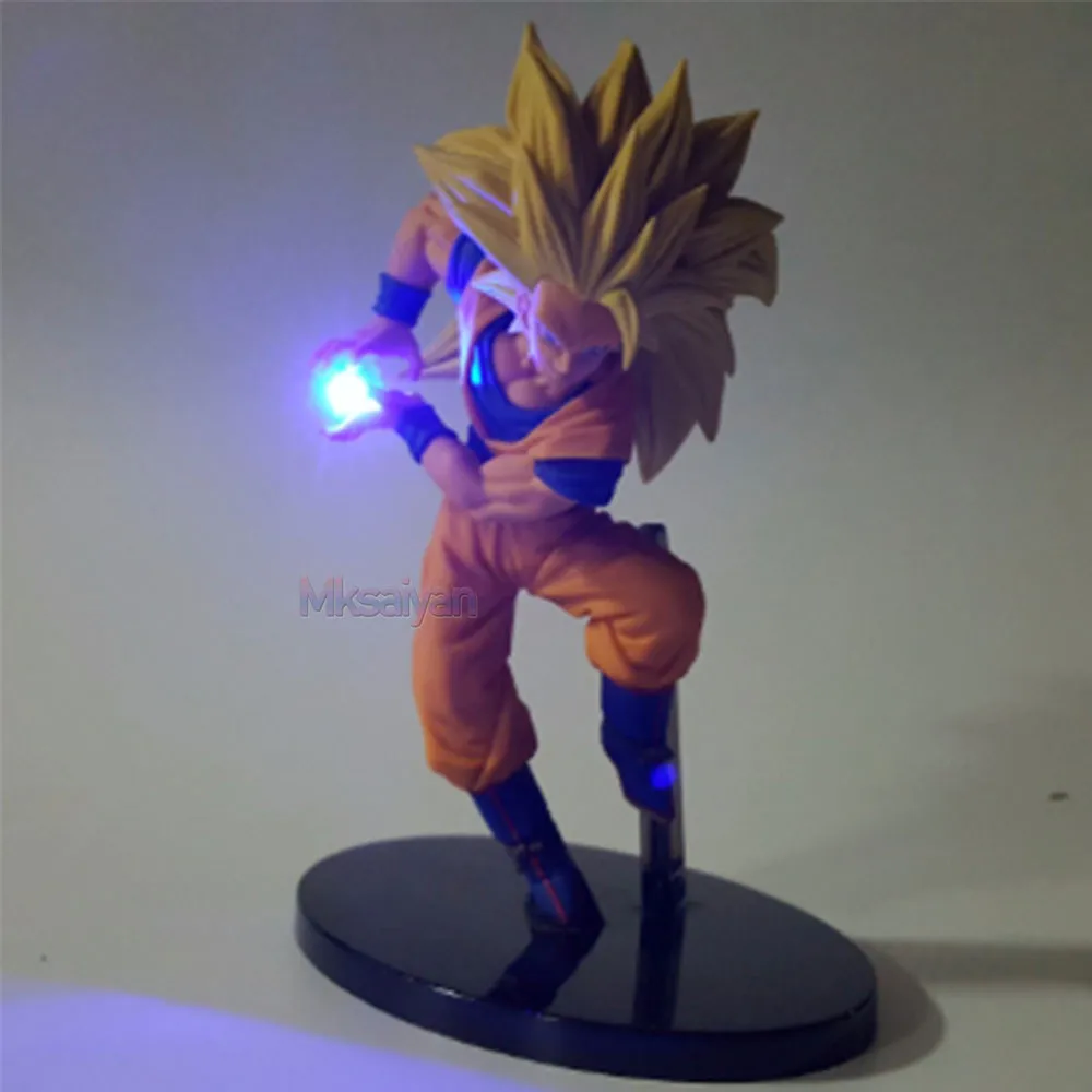 Dragon Ball Z фигурка Сон Гоку Kamehameha Led Light DIY дисплей 15 см аниме игрушки фигурка Жемчуг дракона супер сайян Гоку модель - Цвет: blue led