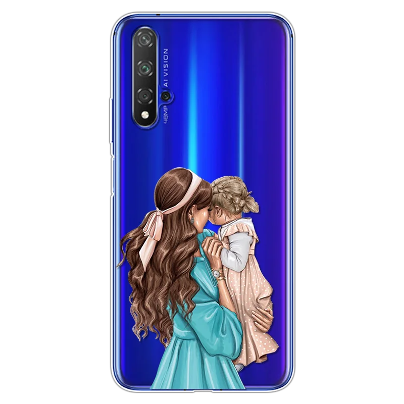 0clvyi Модные черно-коричневые накладки для мамы и дочки, для huawei Honor 20, чехол s 6,2", мягкие чехлы из ТПУ для huawei Honor 20 Pro, чехол - Цвет: 0clvyi