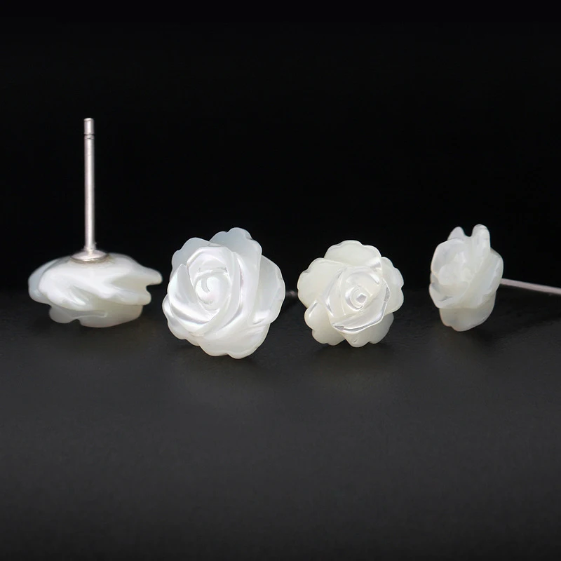 Женские серьги белые из натуральной ракушки розы женские серьги|rose earrings|earrings