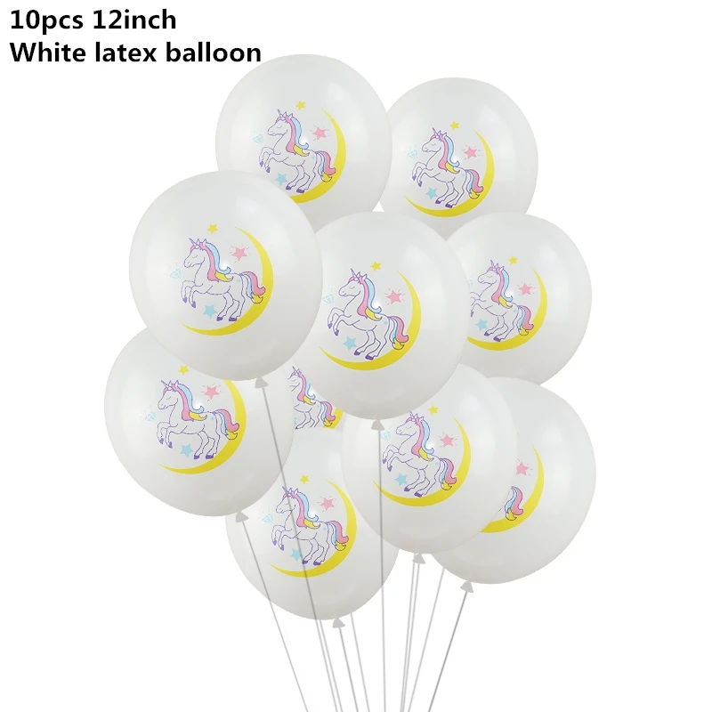 10pcs white 10 шт смешанные воздушные шары в виде единорога, розовые Мультяшные латексные шары, гелий, детский душ, лошадь, глобус, единорог, украшения для дня рождения - Цвет: 10pcs white