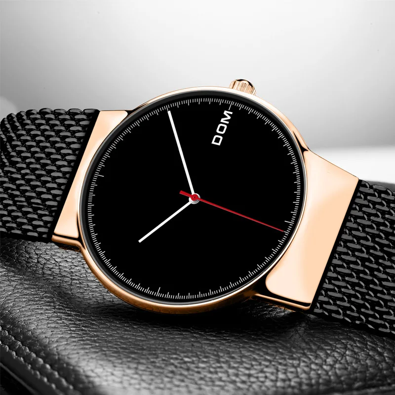 DOM роскошные часы Для женщин ультра тонкий Сталь сетки Reloj Mujer Водонепроницаемый