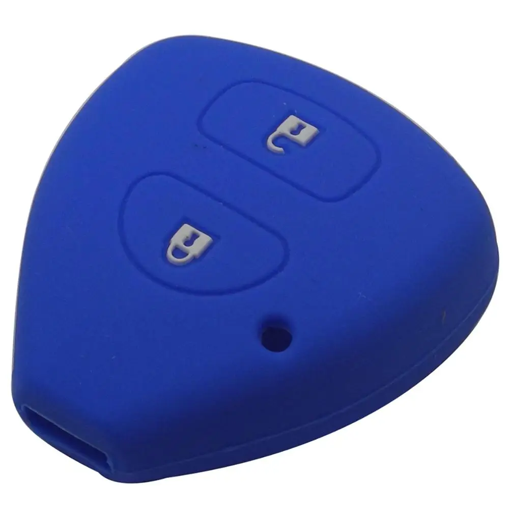 darkblue 2 кнопки силиконовый чехол для ключей чехол для TOYOTA Corolla Hilux Vitz Rav4 Aqua Camry - Цвет: darkblue
