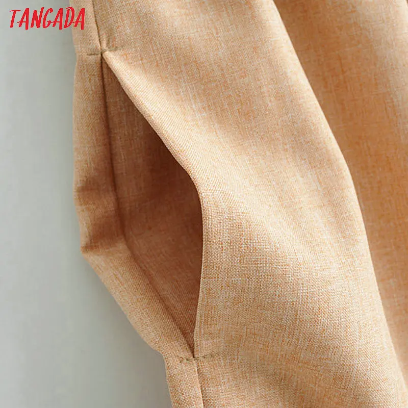 Tangada, женские шикарные штаны-шаровары цвета хаки с поясом, с высокой талией, карманами, для офиса, для леди, стильные штаны, женские брюки длиной до щиколотки, QJ112