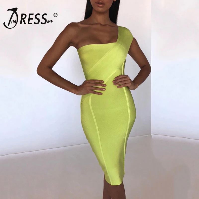 Женское облегающее платье INDRESSME на одно плечо вечерние рукавов вечернее Клубное