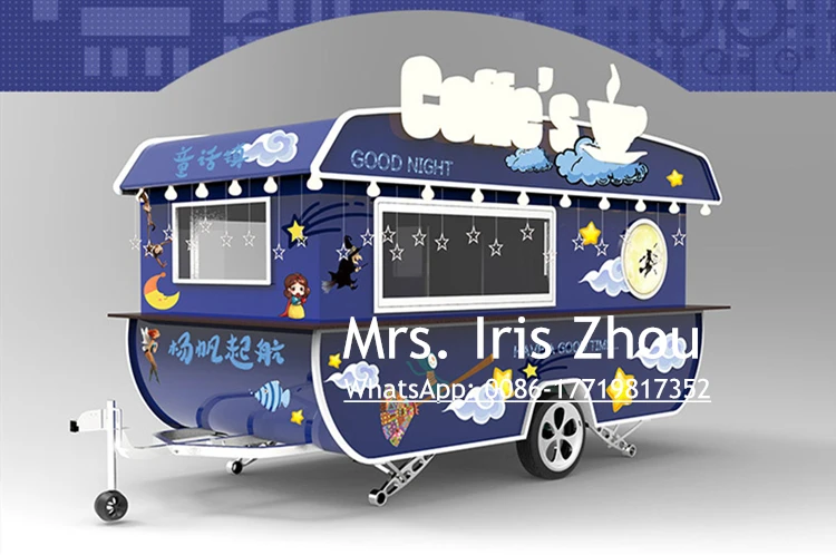 Popular multifunctional mobile pizza cart, mobile food vending caravan for sale