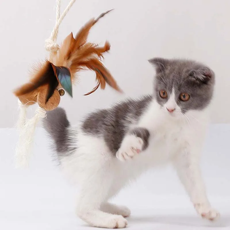 Игрушка для кошек Кот молярная сизальная веревка подходит для клетки для лазания котят рамка Catnip пробковый шар колокольчик перьевая кошачья игрушка товар для животных