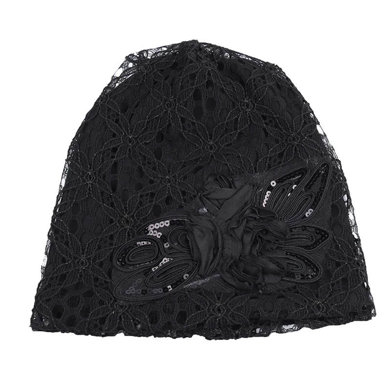 Модный тюрбан шапки для женщин кружево Hollw Beanie кепки зимние вязаные Skullies кепки s цветок Женские повседневные бабочки шапочки