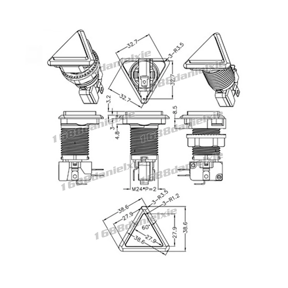 Пятикратная треугольная Кнопка с подсветкой и микро-переключателем для аркадных