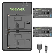 Neewer 2-Pack 6600mAh Li-ion Replacement Battery with USB Charger for Sony NP-F550 570 750 770 970 960 975,Sony Handycams