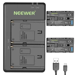 neewer 2 pack 6600mah li ion replacement battery with usb charger for sony np f550 570 750 770 970 960 975sony handycams free global shipping