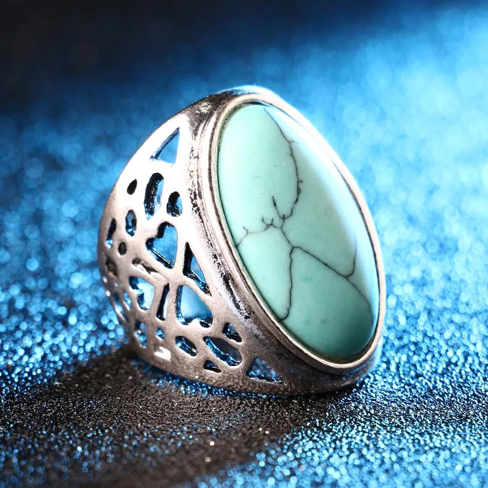 Уникальное большое овальное кольцо в богемном стиле серебряного цвета ювелирные