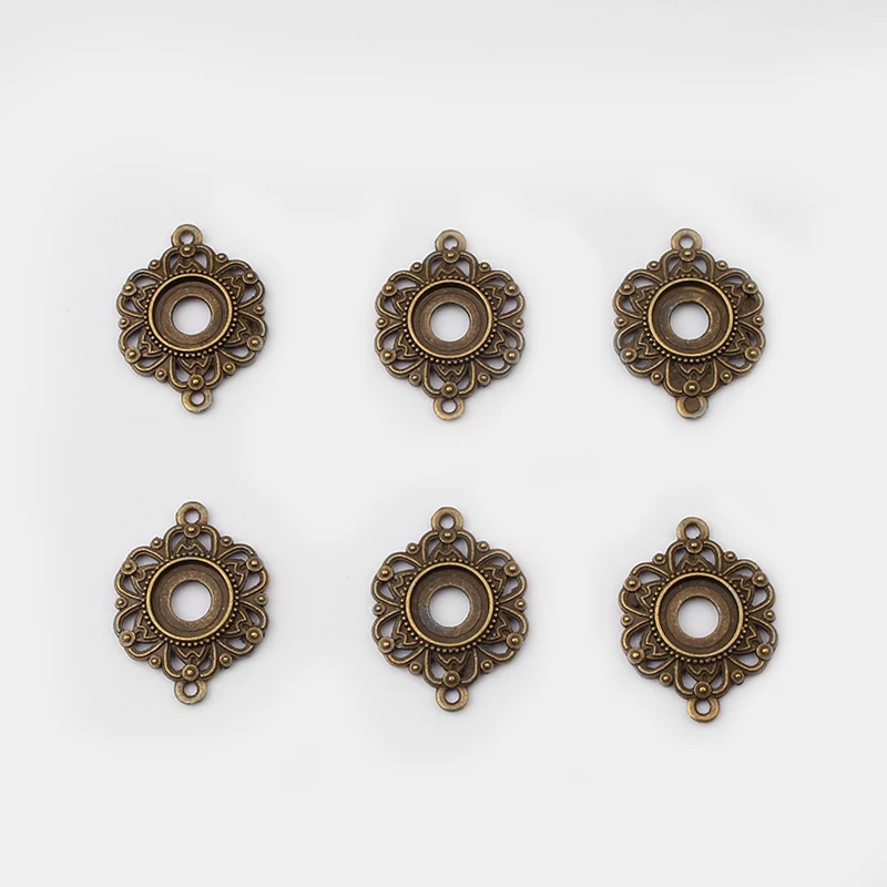 

10pcs Antique Bronze Bracelet Cabochon Connector Settings Fit 10mm Cameo Bezle Base Trays DIY Bracelets Necklace Making