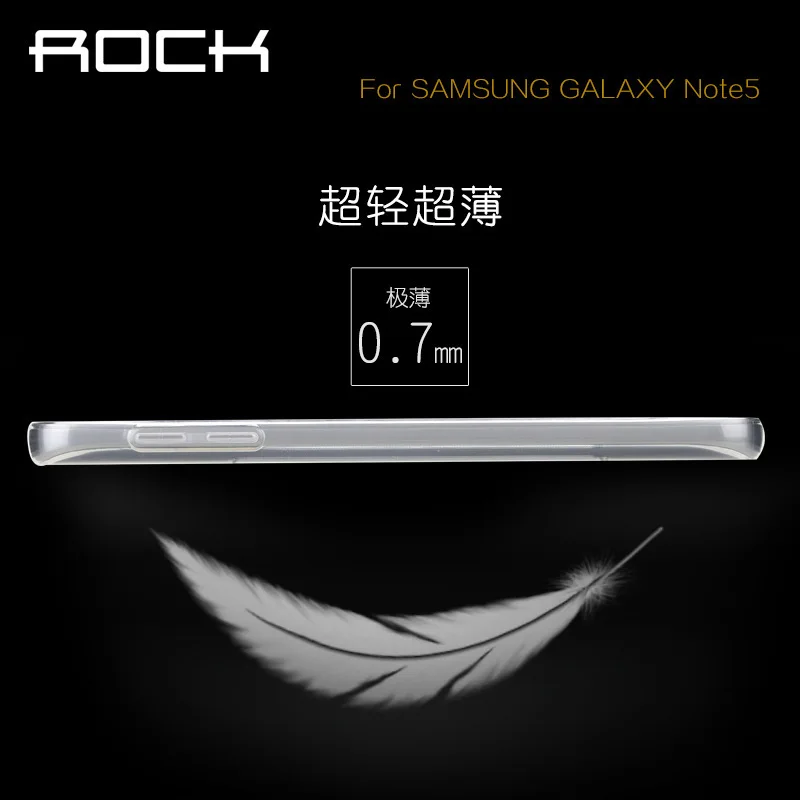 10pcs/Lot For Samsung Galaxy Note 5 Rock Slim Soft Transparent TPU Back Case Cover Skin retail box Free ship |