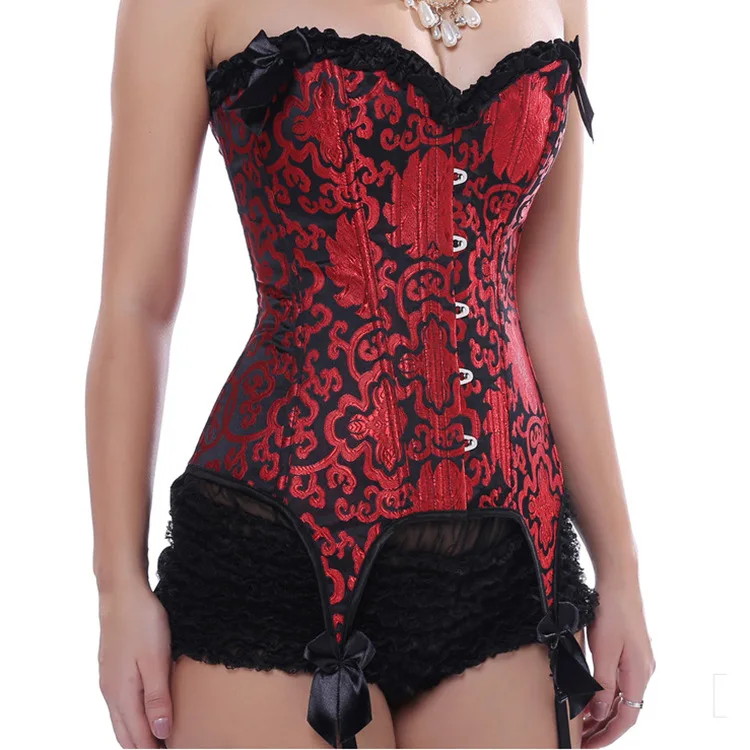 Женский корсет со шнуровкой красный с обвязкой высокой талией Клубное платье для