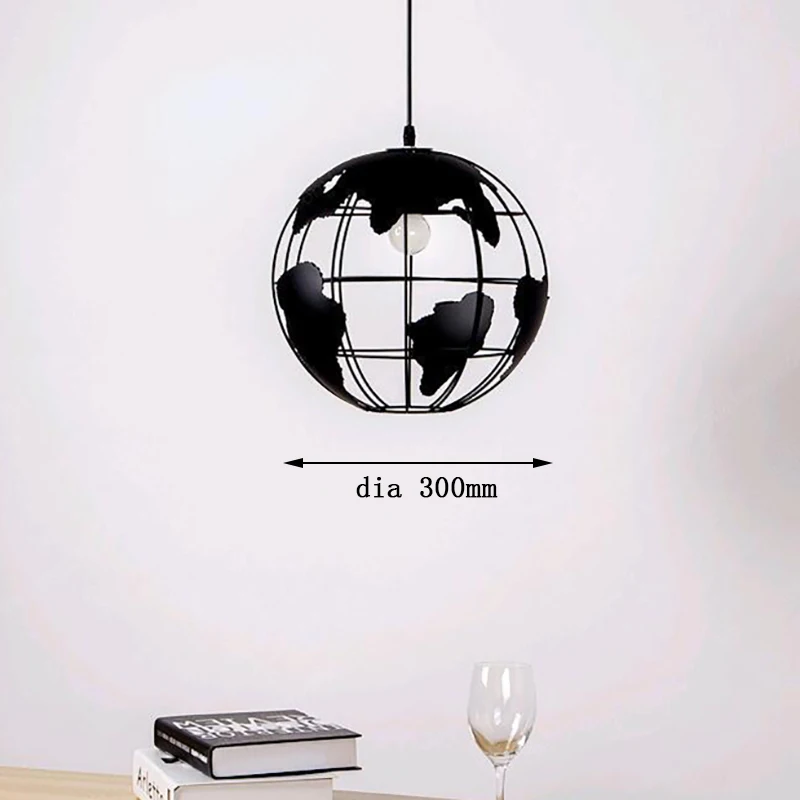 Чердак Железный Глобус черный белый абажур подвесной светильник E27 светодиодный