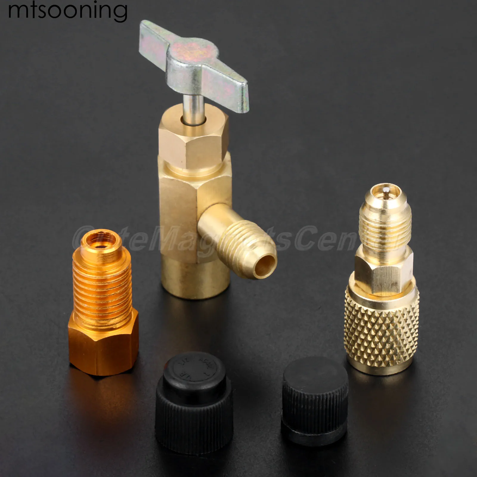 Mtsooning 5 шт R-1234yf Может нажмите адаптер фитинги Комплект R134a R12 для 1/4 SAE 1/2 дюймовый ACME LH для R134a брандспойт клапан комплект