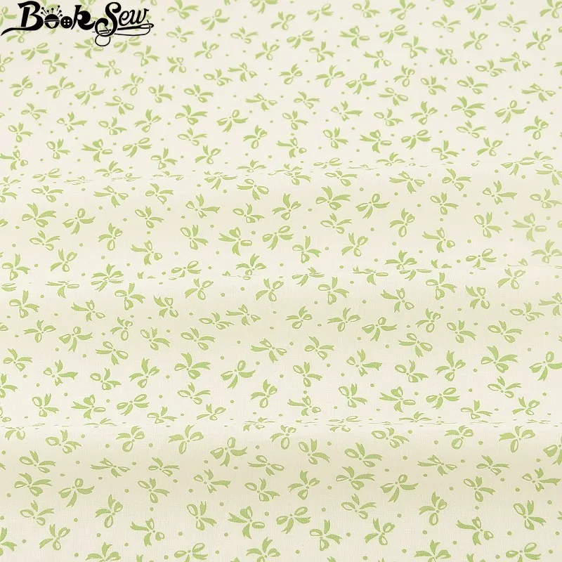 Хлопковая простая ткань Booksew с зеленым бантом дизайн Квилтинг украшение для дома