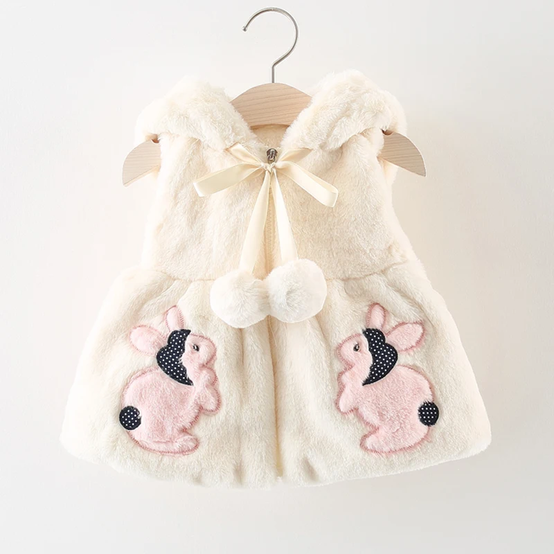 Baby girl clothes winter cartoon rabbit baby vest sleeveless hoodie coats 1-2years girls coat |