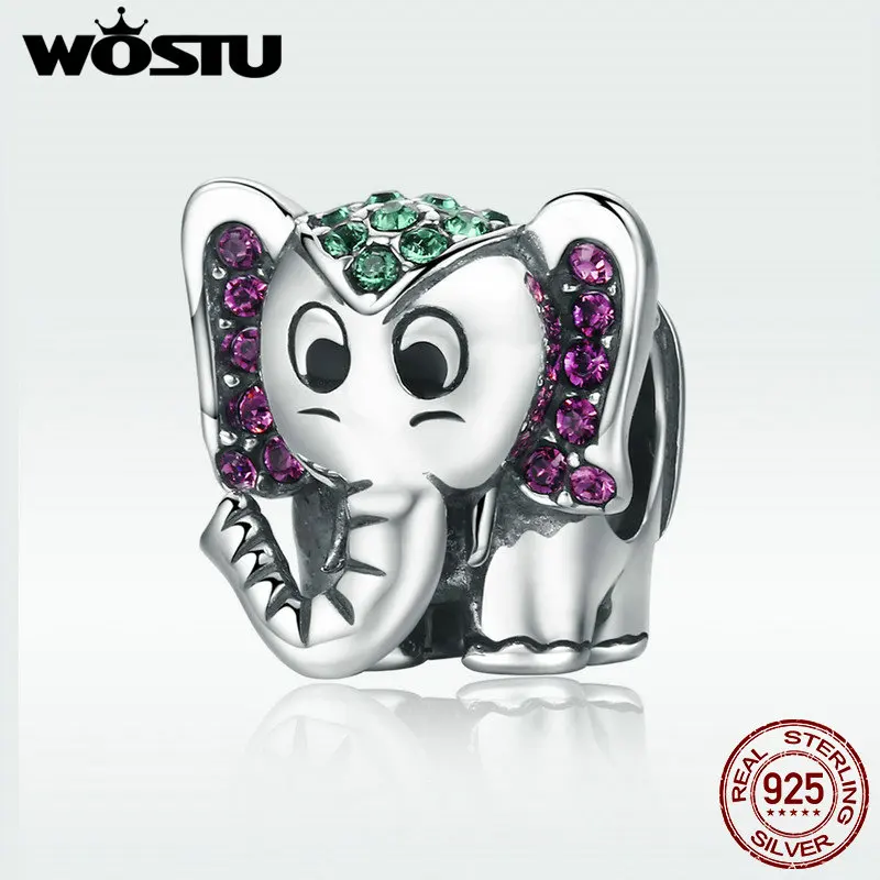 WOSTU Hot Sale 925 Sterling Silver Lucky Elephant Animal Beads Fit Original WST Charm Bracelet Lovely Jewelry Gift DXC200 | Украшения и
