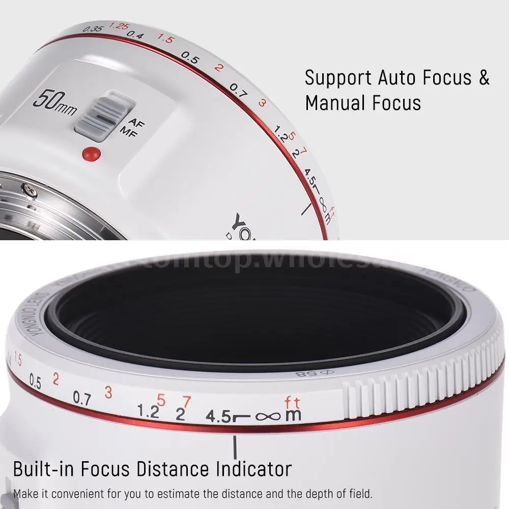 Белый YN50mm F1.8 II большая апертура Автофокус Объектив YONGNUO для Canon эффект боке объектив камеры для Canon EOS 70D 5D2 5D3 DSLR