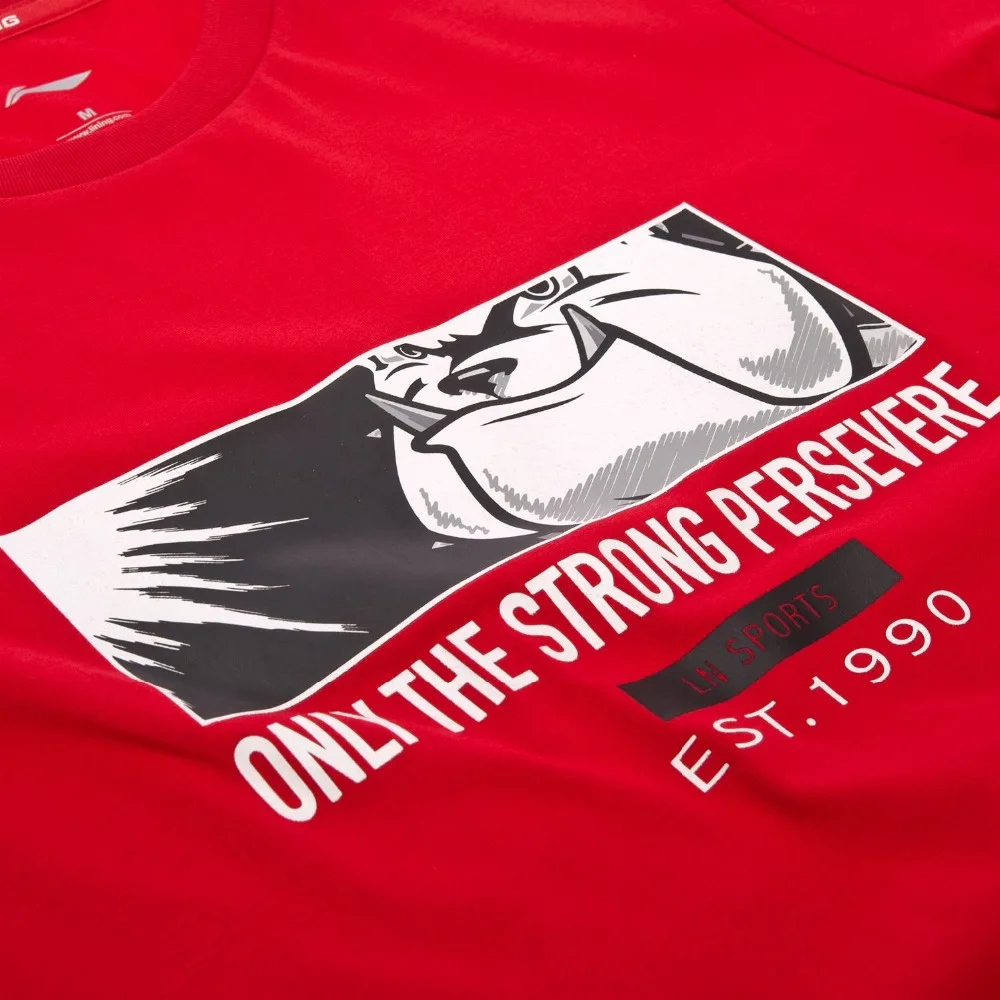 Li Ning мужской спортивный трикотаж 63% хлопок 37% полиэстеровый Обычный Fit Tee
