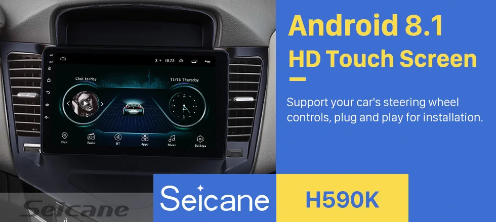 Seicane 9 дюймов Android 8,1 мультимедийный плеер для 2013 Chevrolet Cruze gps Navi 2din Автомагнитола сенсорный экран головное устройство